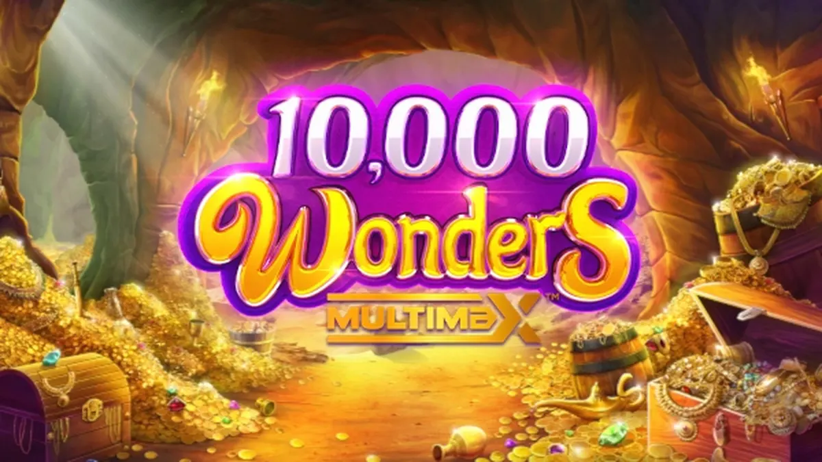 Tampilan layar permainan slot 10,000 Wonders Multimax dengan elemen visual yang memukau